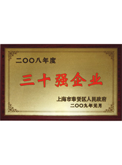 信基2008年度三十強企業(yè)證書